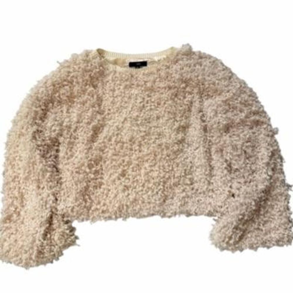 Fate cream fuzzy cropped sweater
